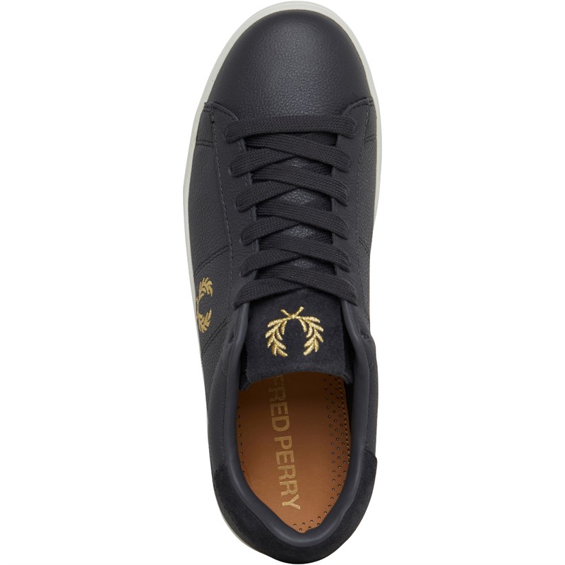 Fred Perry Spencer Tumbled Leather Trainers Gunmetal