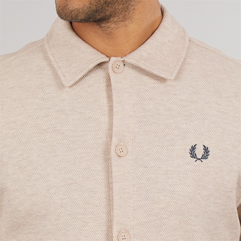 Fred Perry Mens Long Sleeve Overshirt Porridge Marl