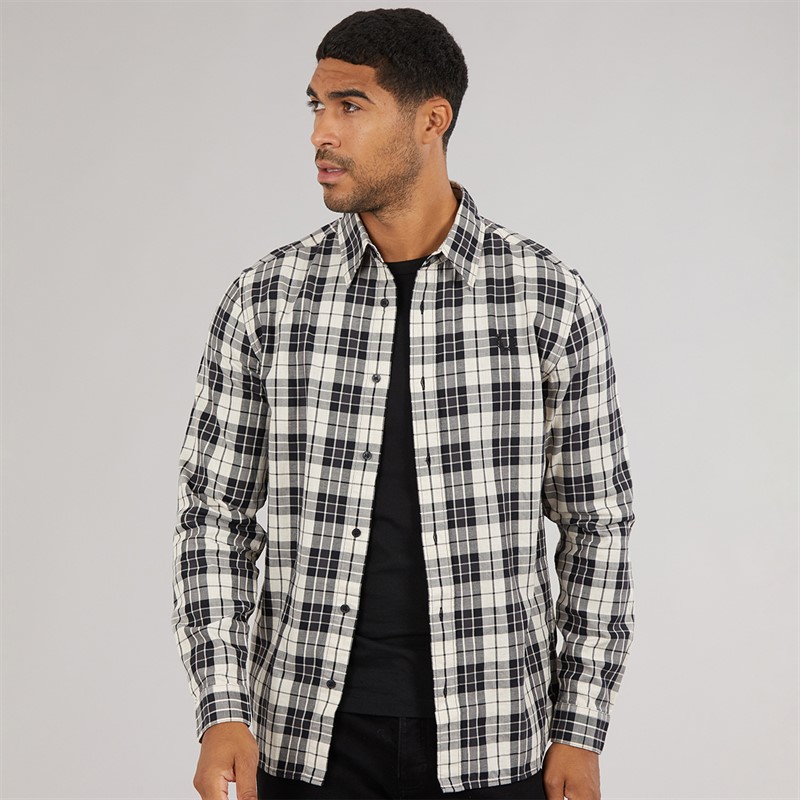 Fred Perry Mens Long Sleeve Shirt Porridge Marl