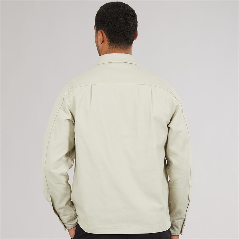 Fred Perry Mens Zip Through Overshirt Light Oyster