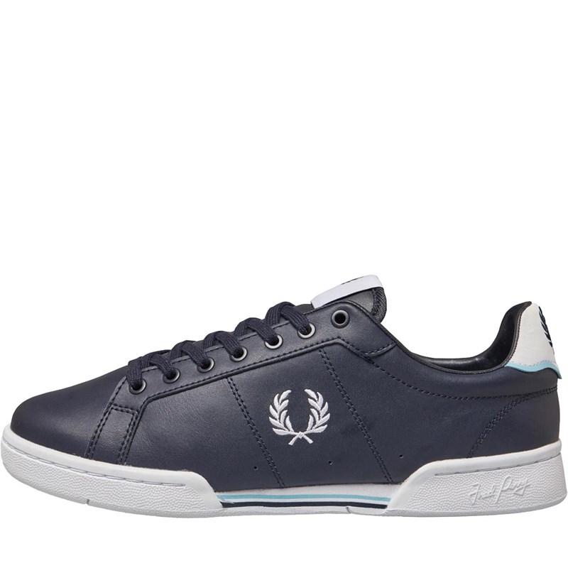 Buy Fred Perry Mens B722 Leather Trainers Navy