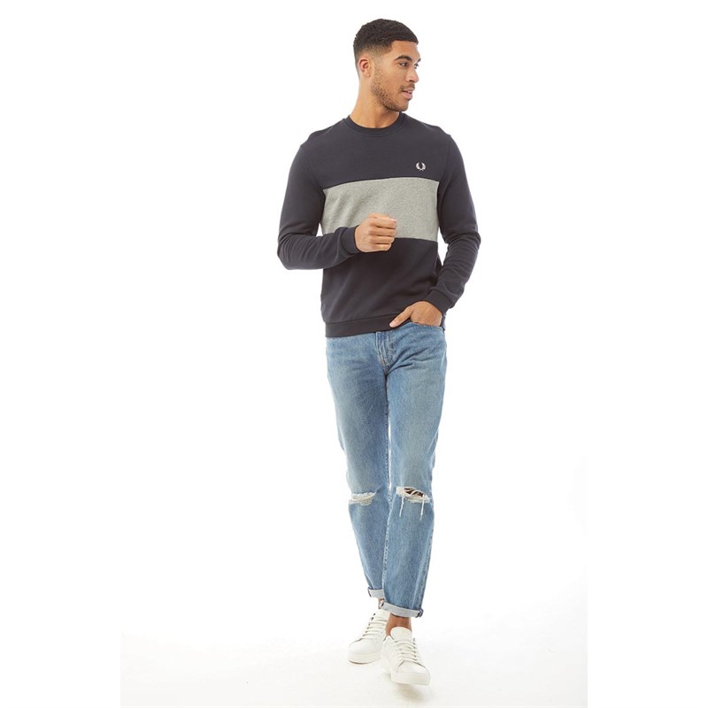 fred perry colour block crew sweatshirt