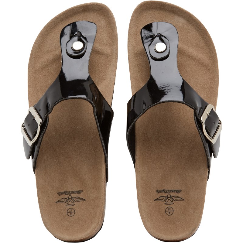 ladies black toe post sandals