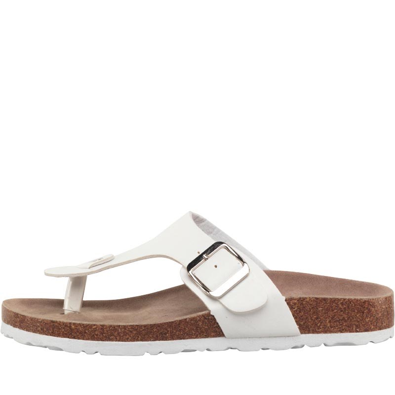 white toe post flat sandals