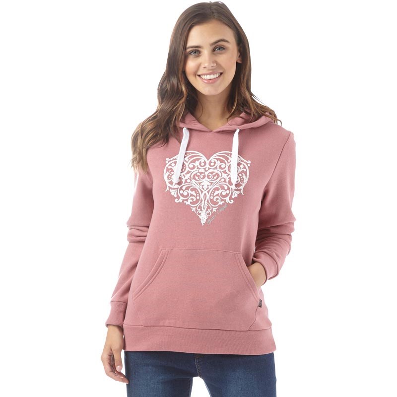 Board Angels Womens Hoody With Chest Print Dusty Rose Board Angels Womens Hoody With Chest Print Dusty Rose