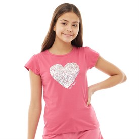 Board Angels Meisjes Glitter Heart T Shirt Roze board angels kopen in de aanbieding
