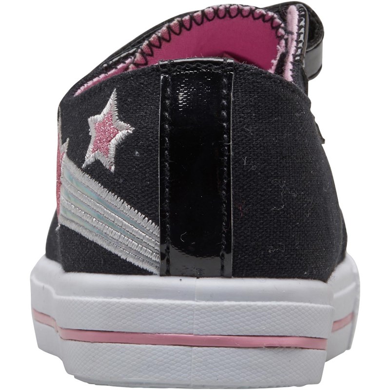 Buy Board Angels Girls Glitter Star Canvas Velcro Pumps Black/Pink