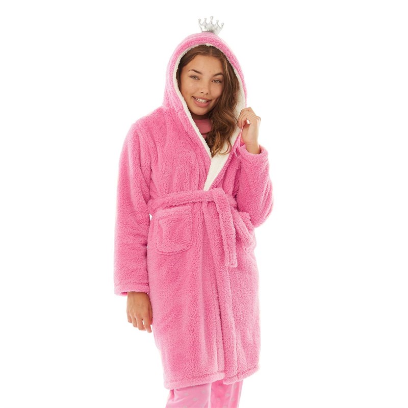 girls pink fluffy dressing gown