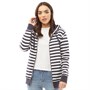 Board Angels Womens Striped Zip Through Hoodie Navy/White
