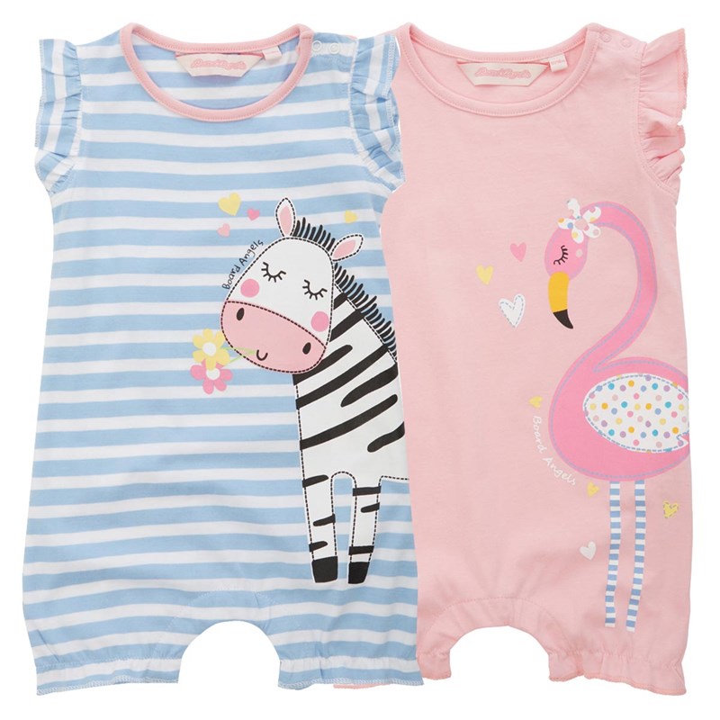 Board Angels Infant Two Pack Rompers Blue/Pink