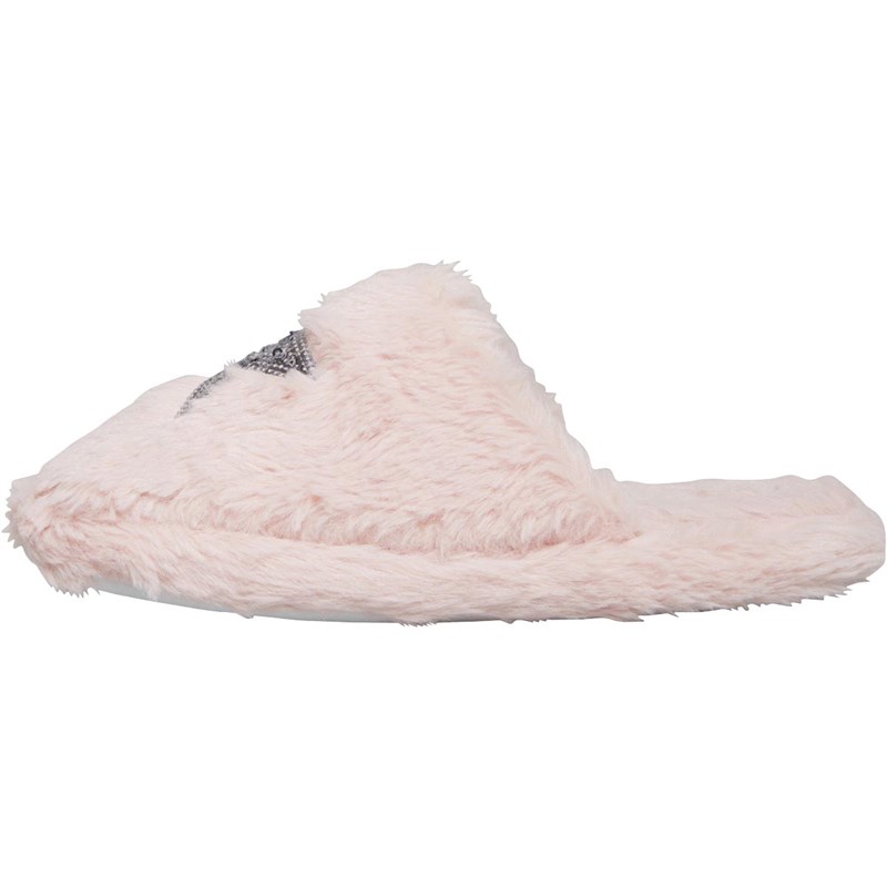 Board Angels Junior Sequin Star Faux Fur Mule Slippers Pink