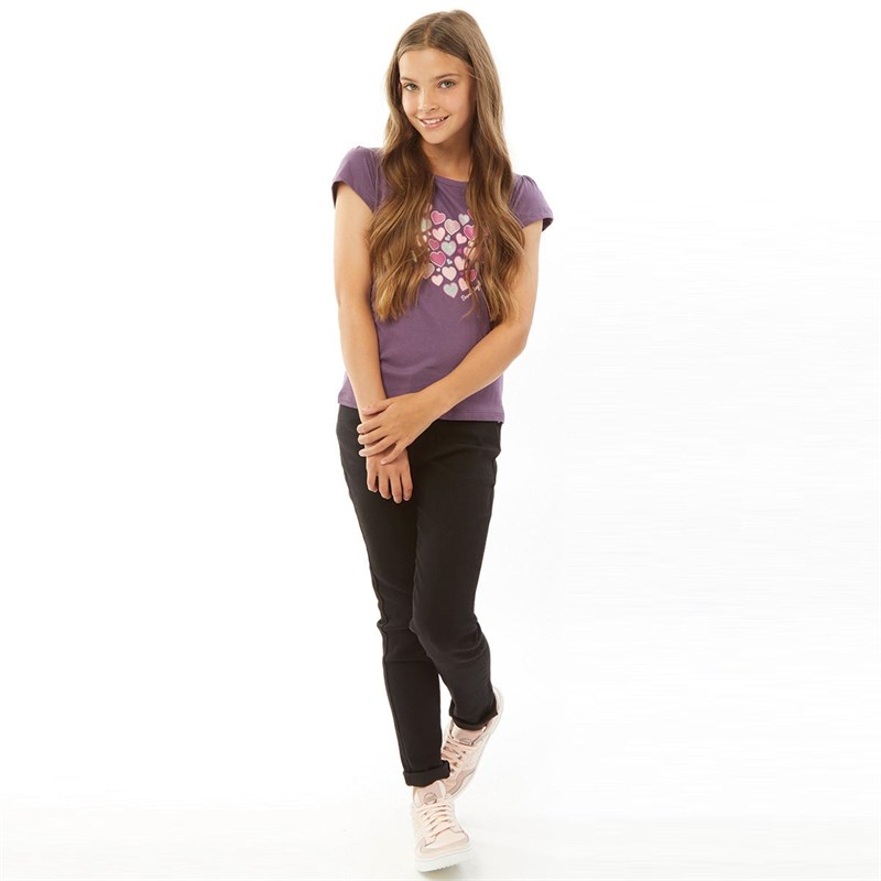 Board Angels Piger Heart Print T-Shirt Lilla