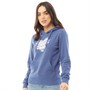 Board Angels Womens Heart Placement Print Hoodie Denim Blue