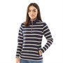 Board Angels Womens Striped 1/4 Fleece Top Navy/Ecru