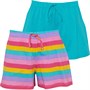Board Angels Girls Print/Plain Two Pack Shorts Turq/Multi