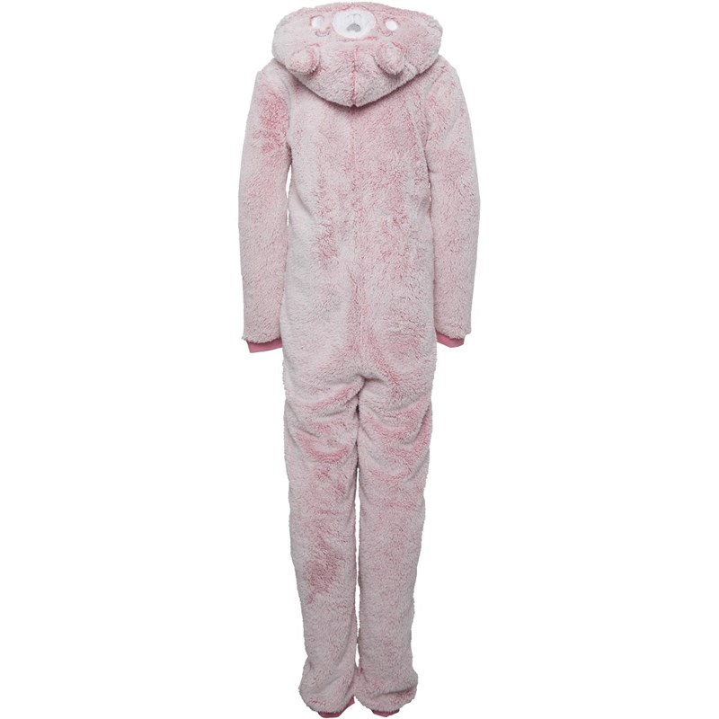 Board Angels Junior Wellsoft Bear Hooded Onesie Dusky Pink