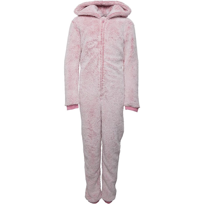 Board Angels Junior Wellsoft Bear Hooded Onesie Dusky Pink
