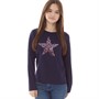 Board Angels Meisjes Sequin Star Tops met lange mouwen Marineblauw
