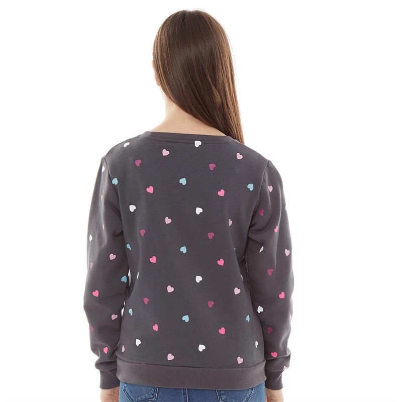 Board Angels Junior Random Heart Sweatshirt Grey