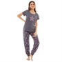 Board Angels Womens Star Pyjama Set Charcoal/Pink