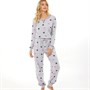 Board Angels Womens Long Sleeve Star Pyjama Set Light Grey Marl