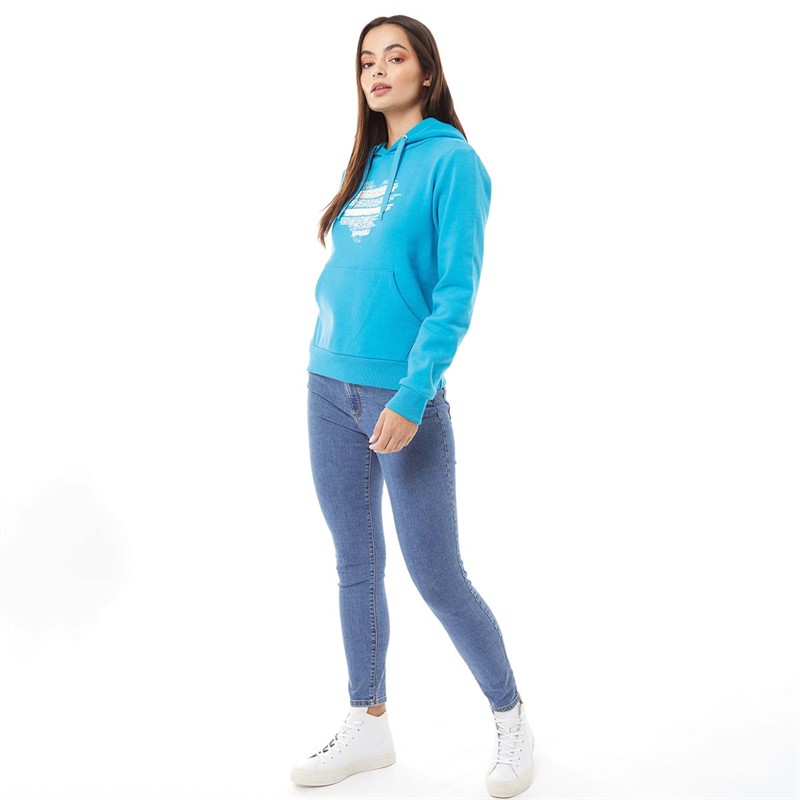 Board Angels Womens Heart Print Hoodie Blue