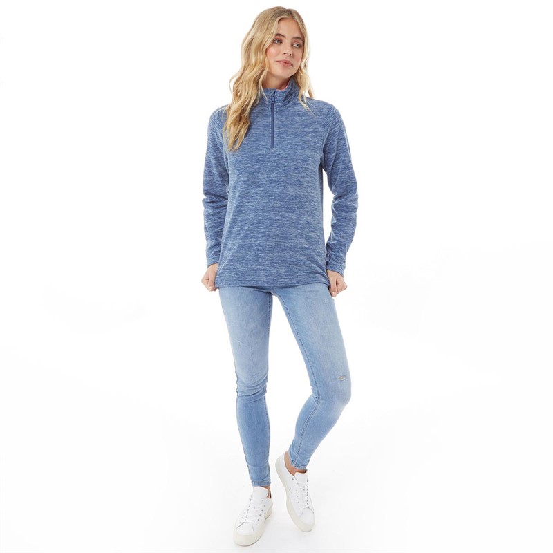Board Angels Womens 1/4 Zip Fleece Top Blue