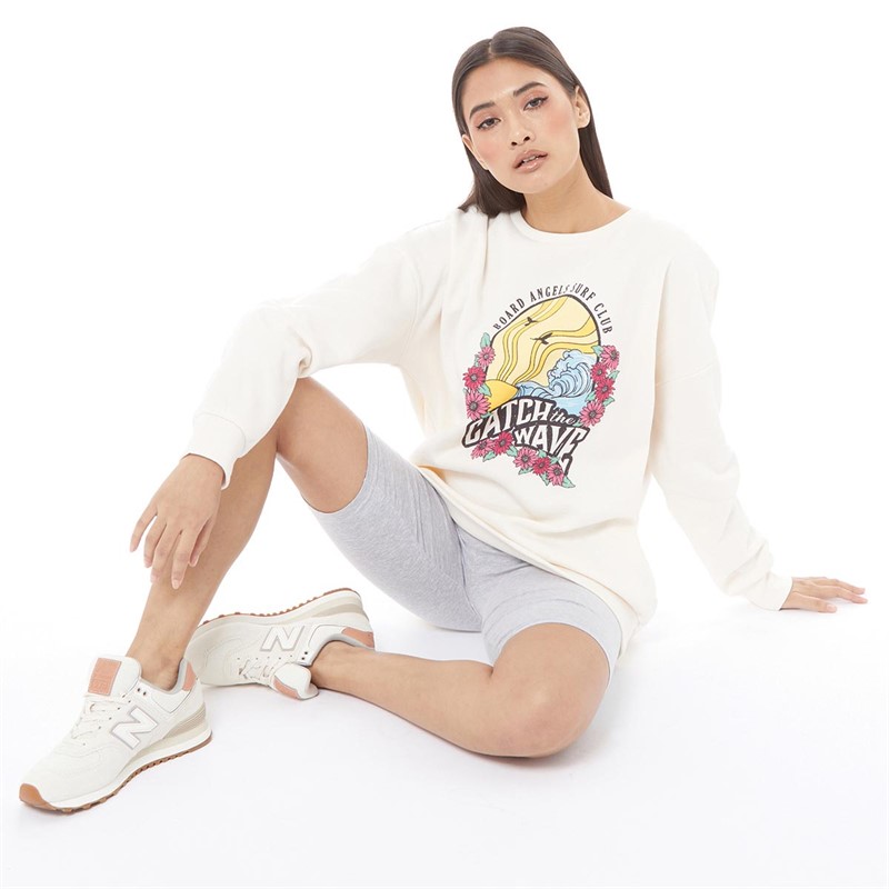 Board Angels Womens Crew Neck Sweatshirt Ivory