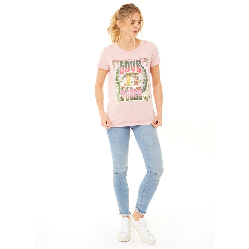 Board Angels Womens VW T-Shirt Dusky Pink