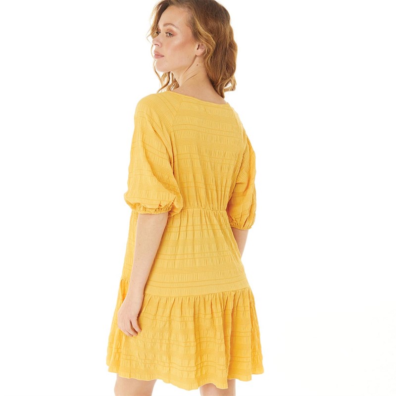 Buy Board Angels Womens Tiered Floaty Dress Mid Yellow