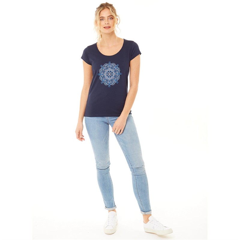 Board Angels Womens Mandala Print T-Shirt Navy