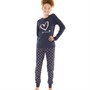 Board Angels Girls Long Sleeved Heart Pyjama Set Navy