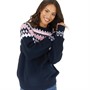Board Angels Womens Fairisle Crew Neck Sweater Navy/Pink