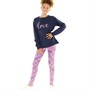 Board Angels Girls Tunic Top And Leggings Set Navy/Pink