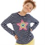 Board Angels Girls Star Striped Long Sleeve Top Navy/Ehite