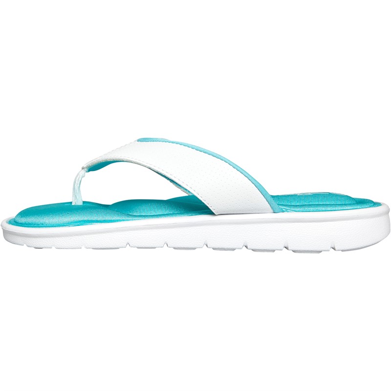 Board Angels Womens Memory Foam Toe Post Sandals White/Turquoise