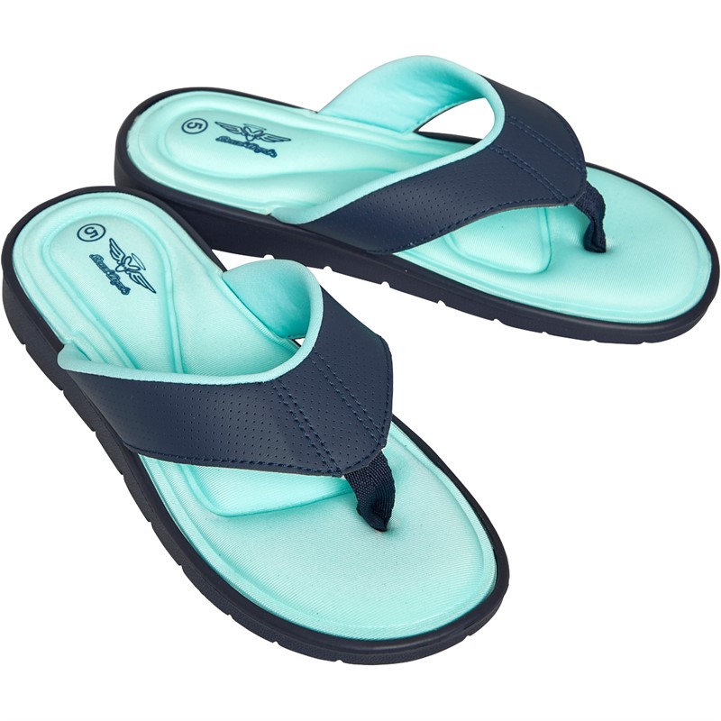 Buy Board Angels Womens Memory Foam Toe Post Sandals Navy Aqua