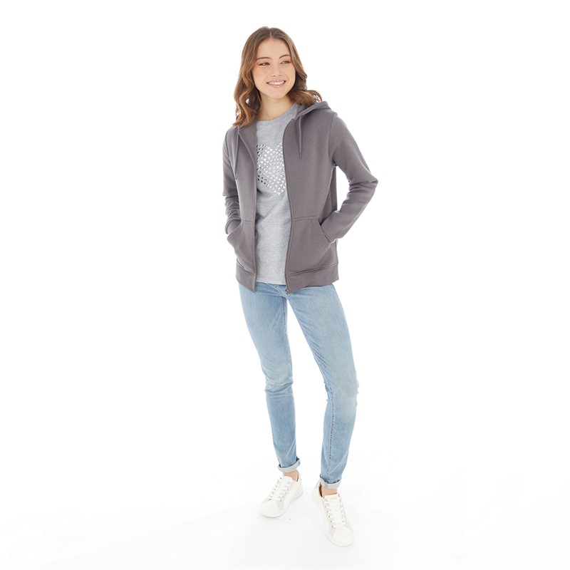 Board Angels Womens Zip-Through Hoodie Charcoal