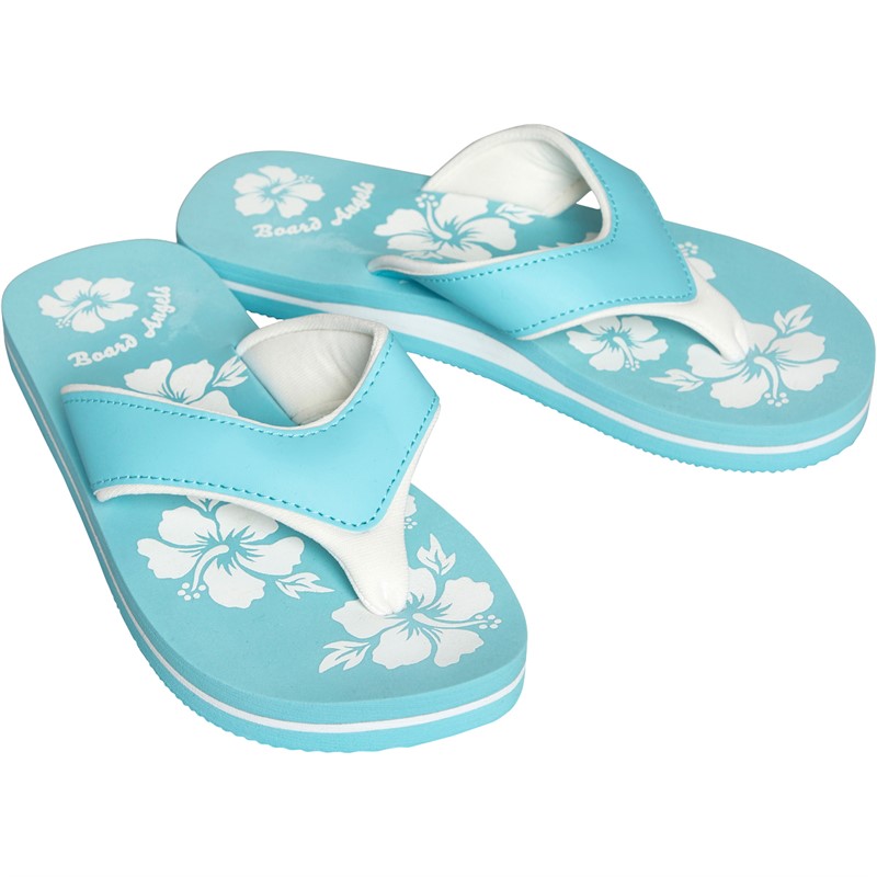 Board Angels Womens EVA Toe Post Sandals Aqua/White