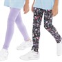 Board Angels Girls Plain/Printed Two Pack Leggings Lilac/Black