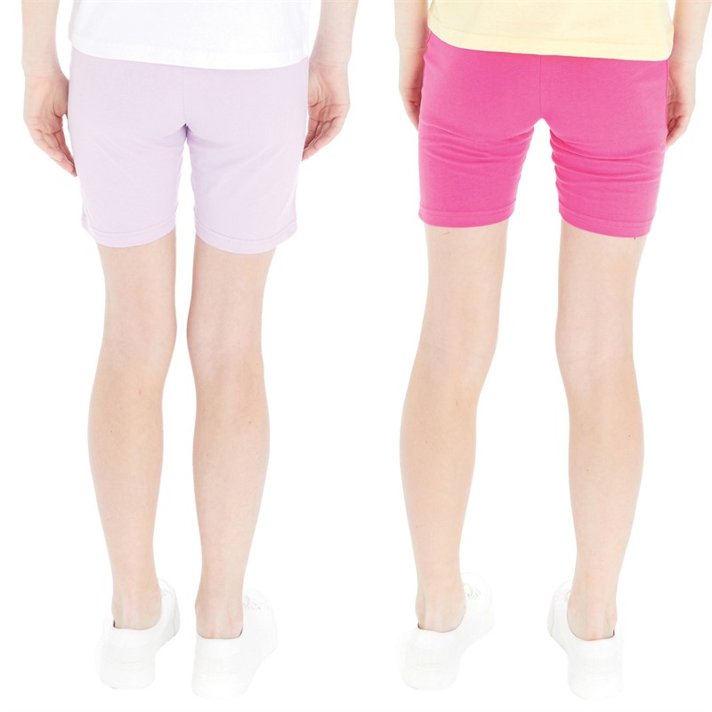 Board Angels Girls Two Pack Cycling Shorts Pink/Lilac