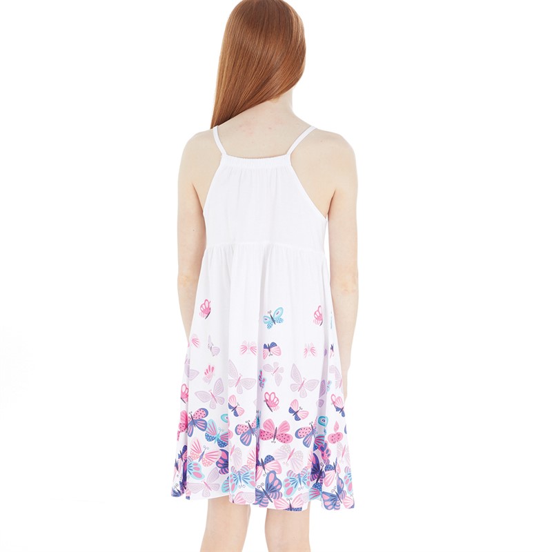 Board Angels Girls Boarder Print Dress White