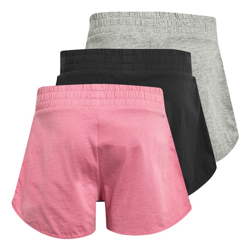 Board Angels Girls Three Pack Runner Shorts Pink/Grey Marl/Black