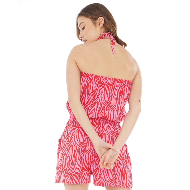 Board Angels Womens Playsuit With Detachable Strap Red/Pink