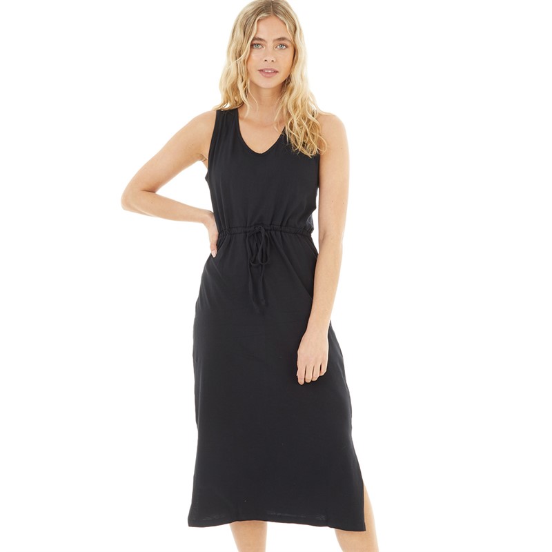 Board Angels Womens Midi Draw Waist Dress Black