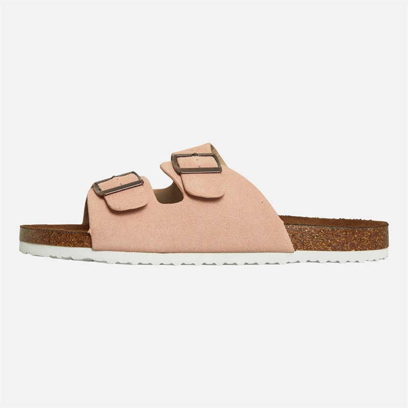 Board Angels Womens Alaia Double Buckle Footbed Sandals Pink/Rose Gold