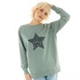 Board Angels Womens Leopard Star Sweatshirt Khaki