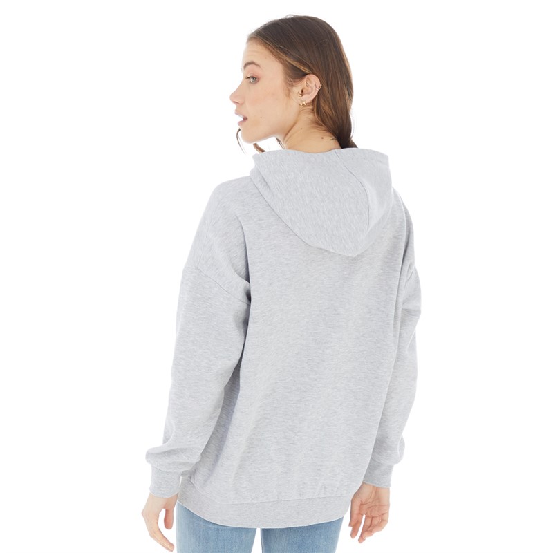 Board Angels Womens Chest Stripe Hoodie Grey Marl