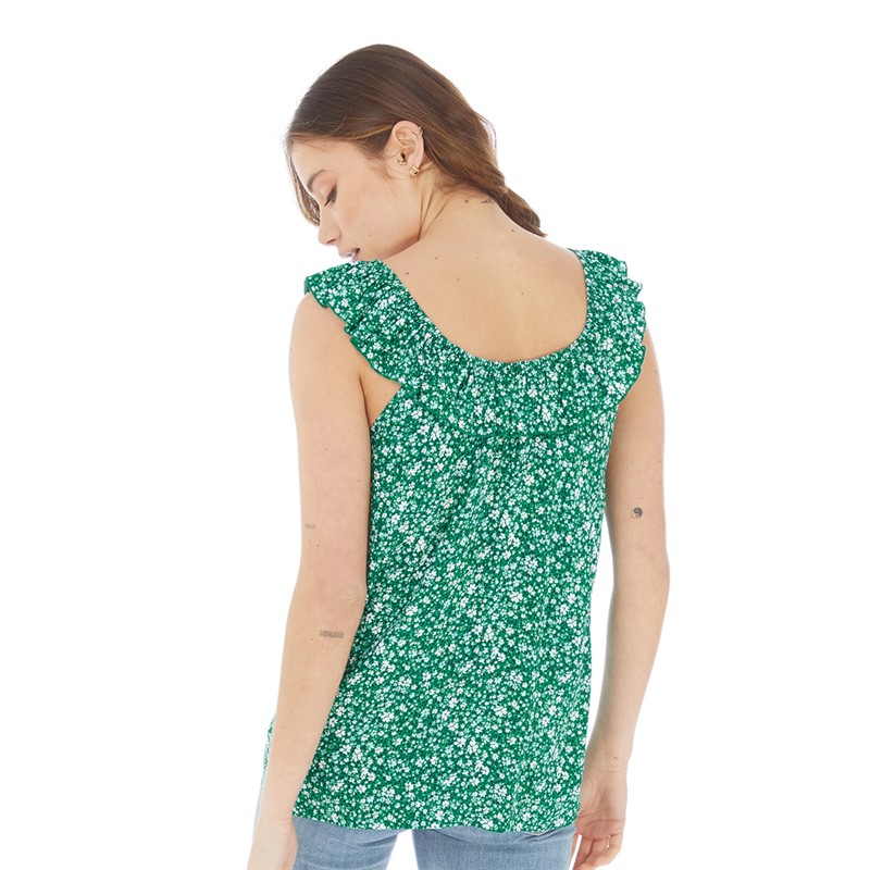 Board Angels Womens Ruffle Cami Vest Green