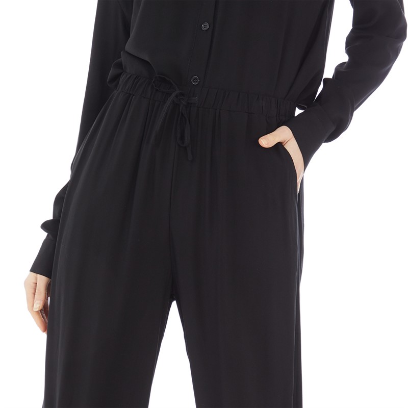 Board Angels Womens Co-Ord Long Shirt And Trousers Set Black